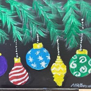 Colorful Holiday Ornament Canvas Art